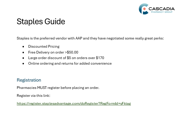 Staples Ordering Guide